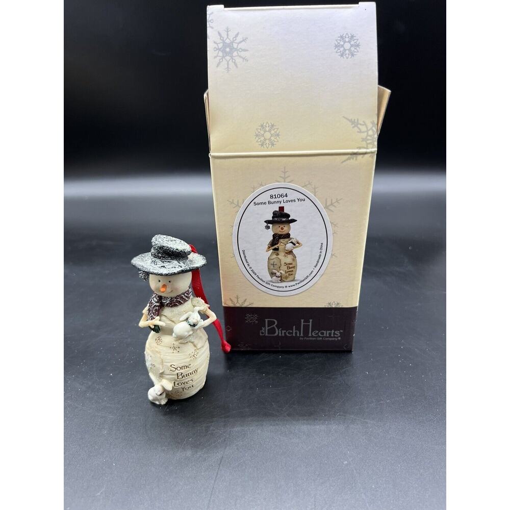 Birch Hearts Snowman Christmas Ornament Figurine 81064 Some Bunny Loves You 2009